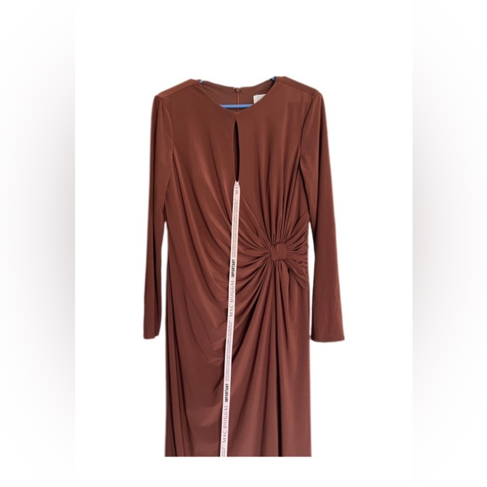 leena for Mac Duggal Keyhole Draped Gown Chocolate Brown Elegant Gown Women’s 10 - Picture 7 of 16
